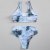 2021 New Sexy Marble Tie-Dye Printing Women's Seperated Swimwear U-Neck High Waist Bikini