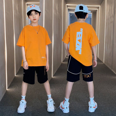 Boys Summer Suit 12-Year-Old Handsome 15 Middle and Big Children Sports Thin Section Fried Street Fashionable Short Sleeve Boys Fashion Children's Clothing