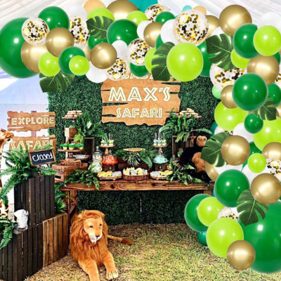 Amazon Hot Sale Jungle Party Balloon Arch Green Balloon Decoration Green Balloon Forest Series Suit