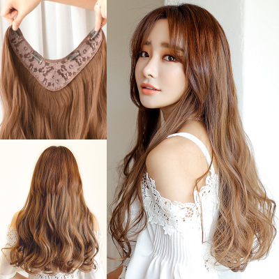 Wig Female Long Curly Hair Big Wave One Piece Long Hair Fluffy Natural Long Straight Hair U-Shaped Wig Hair Extension Spot