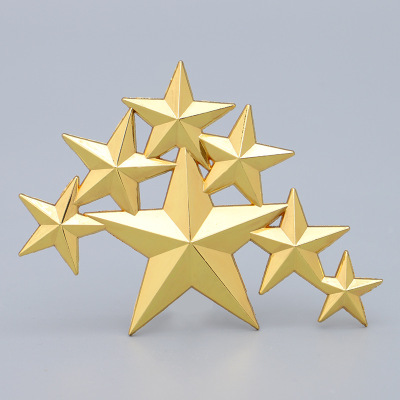 Bulk Supply Metal Three-Dimensional Five-Pointed Star Name Tag Electroplated Gold XINGX Badge Zinc Aluminum Alloy Multi-Specification Badge