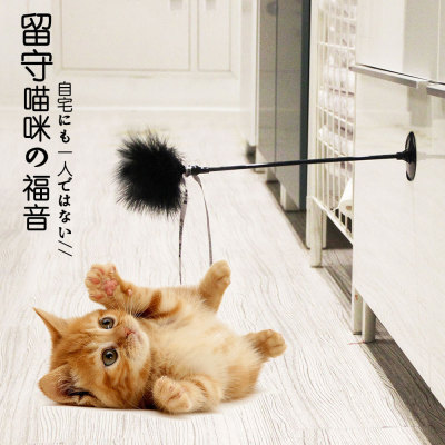 New Arrival Suction Cup Cat Teaser Feather Turkey Feather Bell Bottom Suction Cup Can Be Fixed Cat Teaser Toy