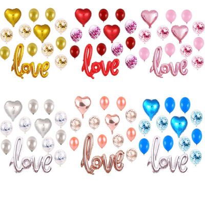 Large One-Piece Love Confession Aluminum Balloon Valentine's Day Wedding Ceremony Layout Wedding Room Decoration 12-Inch Sequined Balloon