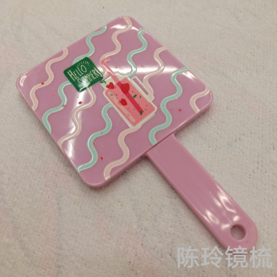 Mirror and Comb Two-in-One Portable Cartoon Portable Mirror Student Spiegel Iron Tooth Comb with Mirror Integrated Makeup Mirror Bracket