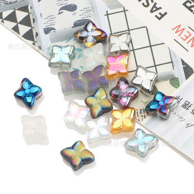 New Diamond Flower 10mm Geometric Pansy Middle Hole Crystal Pendant DIY Handmade Earrings Ingredients Accessories