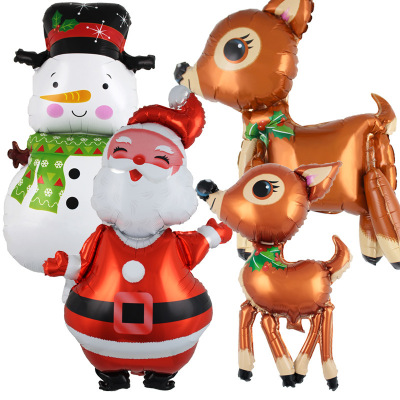 Hotel Mall Christmas Party Decoration Layout Balloon Set Santa Claus Snowman Aluminum Foil Balloon Package