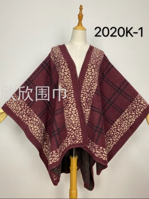 Leopard Plaid Jacquard Knitted Shawl 2021 New Winter Thick Shawl