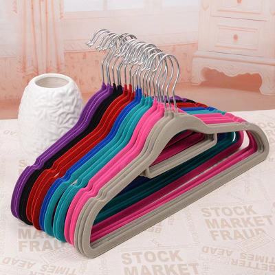 Adult Flocking Thickened Household Non-Slip Clothing Store Hanger Multi-Functional Clothes Hanger Creative Scarf Rack Wholesale Set