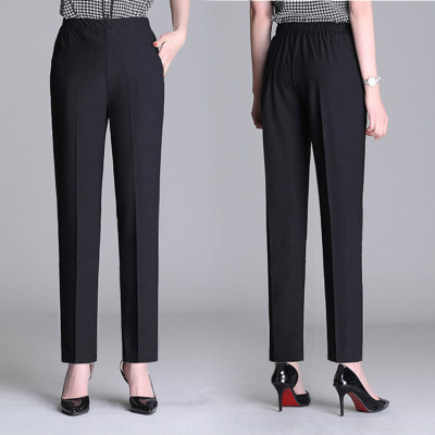 Middle-Aged and Elderly Women's Clothing 2021 Spring and Autumn Women's Pants Mom Pants High Waist Casual Pants Women's plus Size Straight Trousers Grandma Pants