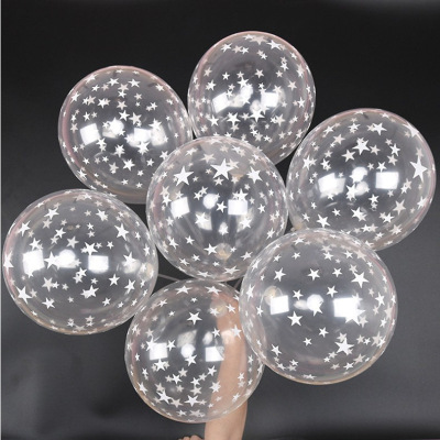 12-Inch Latex Transparent Balloon Wedding Decoration Five-Pointed Star Printing Starry Balloon Party Supplies Transparent Balloon