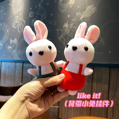 Internet Hot New Korean Strap Rabbit Plush Toy Doll Cute Rabbit Pendant Keychain Schoolbag Pendant in Stock