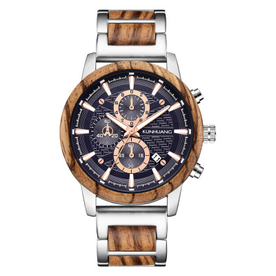 2021 Sports Men's Watches Wood Set Quartz Watch Calendar Multifunctional Fashion Watch