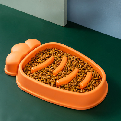 Cross-Border New Arrival Pet Bowl Dog Slow Food Bowl Creative Carrot Cat Bowl Anti-Choke Learning Bowl Pet Supplies