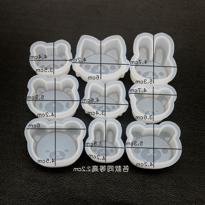 DIY Elation Crystal Glue Mold Animal Rabbit Bear Pendant Mold Mirror Handmade Pendant