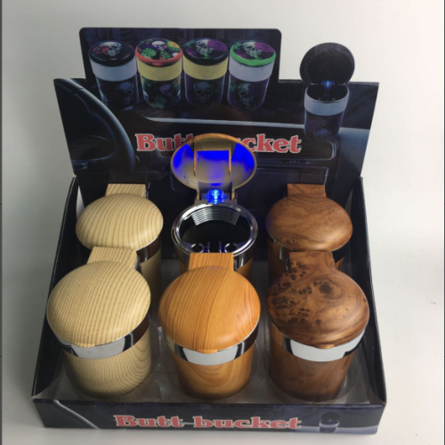 abs wood grain ashtray with light