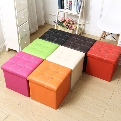 New Goods Supply Removable Waterproof Stain-Resistant High Quality Leather Storage Box Stool Storage Multifunctional Storage Shoe Changing Stool