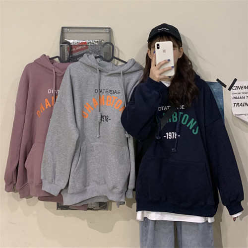 sweater women‘s autumn and winter korean style loose harajuku style hooded top student versatile long-sleeved women‘s clothing fashion