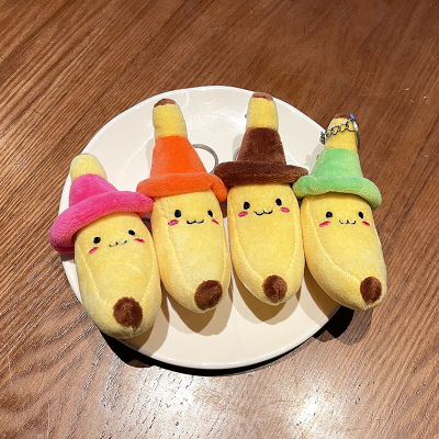 Japanese and Korean Small Bananas Doll Plush Toys Hat Banana Small String Banana Doll Small Pendant Phone Holder for Backpack Hanging Ornaments