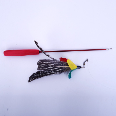 Factory Wholesale Cat Toy Three-Section Telescopic Cat Teaser Pearl Feather Cat Playing Rod Replacement Head Pet Cat Toy