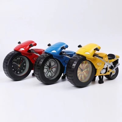 Factory Direct Sales Color Simulation Motorcycle Alarm Clock Creative Desktop Decoration Alarm Clock Bedroom Bedside Alarm Clock