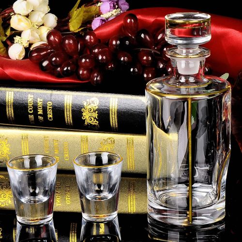 Korean Light Luxury Crystal Wine Glass Swallows a Shot of Spirits Thickened Bottom Painted Gold White Wine Glass Set