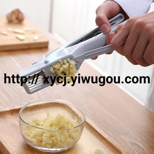 Household Multi-Functional Garlic Press Kitchen Manual Meshed Garlic Device Two-in-One Garlic Slicer for Mashed Garlic