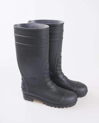 Manufacturers Recommend Single Steel Reinforced PVC All Black Rain Boots Single Steel Head/Single Steel Bottom