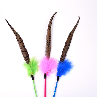 Cat Toy Cocktail Bell Feather Cat Teaser Pet Toy Cat with Sound Factory Direct Sales