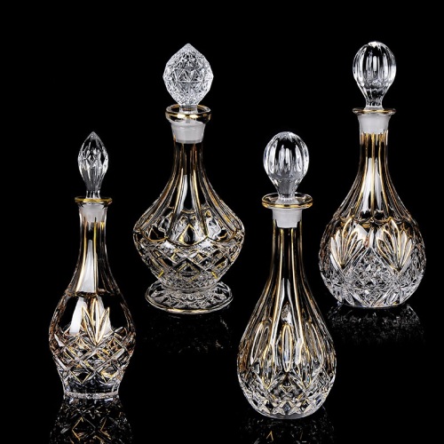 Export Glass Gold Whiskey Crystal Decanter Wine Storage European-Style High-End Wine Cabinet Decorations Ornaments