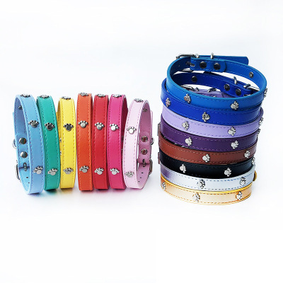 10 Pack 1.5 Leather Collars Pet Dog Collar Pu Collars in Stock 4 Footprints Leather Chyer