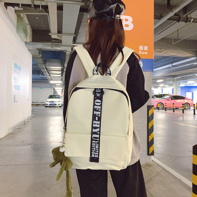 2020 New Korean Style Printed Letter Backpack Fashion Fashionable Women Letters Big Zipper Double Back Junior High School Student Schoolbag