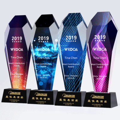 Supply Creative Colorful Lettering Crystal Trophy Customized K9 Annual Meeting Competition Award Crystal Medal Souvenir Trophy