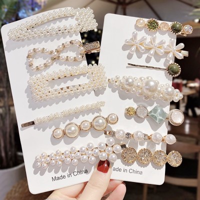 2021 New Internet Celebrity Korean Barrettes Clip Girl Ins Ornament Bangs Pearl Headdress Wholesale