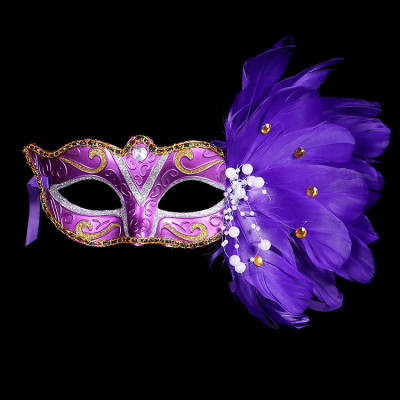 KTV Bar Masquerade Halloween Christmas Feather Painted Female Mask Manufacturer Z Pin Exclusive for Cross-Border
