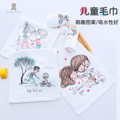 Yiwu Good Goods Cartoon Printing Infant Face Towel Pure Cotton Kids' Towel Soft Absorbent Baby Face Towel