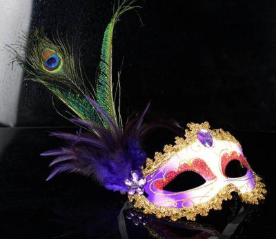 Factory Direct Sales Venice Side Feather Peacock Fur Dance Mask Halloween Mask Princess Mask