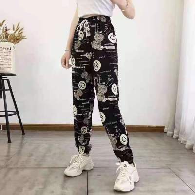 2021summer New Bear Chiffon Pants Fashion Casual Cropped Pants Women's Loose High Waist Temperament Ankle Banded Pants