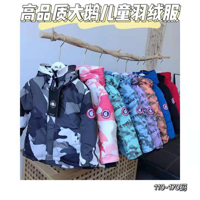 Children's down Jacket WeChat Group Purchase Wholesale Big Goose Same Thickened down Jacket for Boys and Girls Medium and Small Children