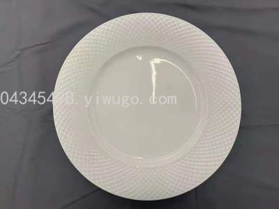 10.5-Inch Relief Ceramic Plate a Large Number of Spot Goods All Kinds of Ceramic Plate Spot Goods