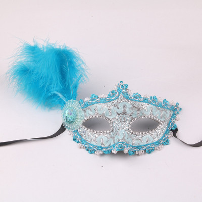 Wholesale Supply Venice Princess Painted Half Face Mask Children's Day Performance Mask Side with Feather Mask