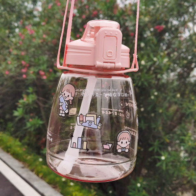 Internet Celebrity Live Broadcast Big Belly Water Cup Large Capacity 1100ml Creative Girl Sports Water Cup DIY Portable and Cute