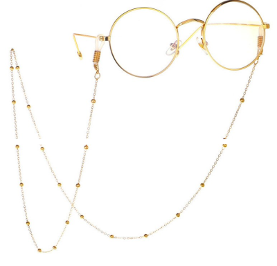 Korean Style Popular Clip Beads Fine Lines Eyeglasses Chain Simple Non-Slip Anti-Lost Glasses Cord Pearl Lanyard Metal Mask Lanyard