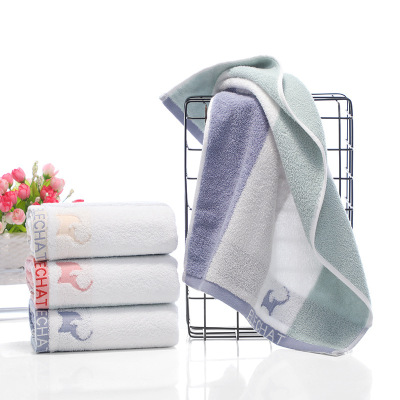 Plain Simple Wide Striped Couple Towel Home Daily Use Face Cloth Soft Absorbent Adult Wholesale Towels