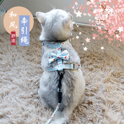 Japanese Style Bow Cat Pulling Rope Cat Walking Artifact Cat Chain Cat Rope Pet Leash Chest Strap