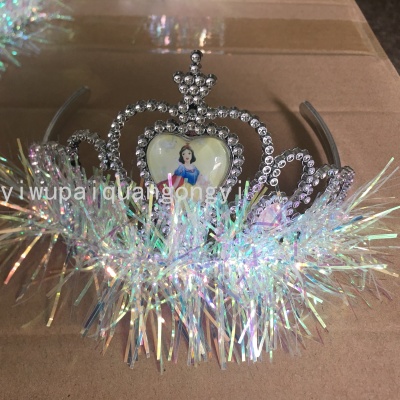 Rain Silk Cartoon Pattern Crown Girl Anna Princess Crown Hair Ornament Headdress Snowyprincess Crown Crown Mixed
