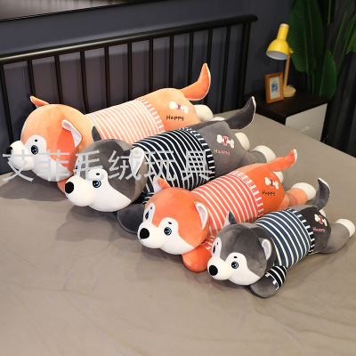 Lying Striped Husky Doll Dressing Husky Long Doll Pillow Children Gift Doll Plush Toy