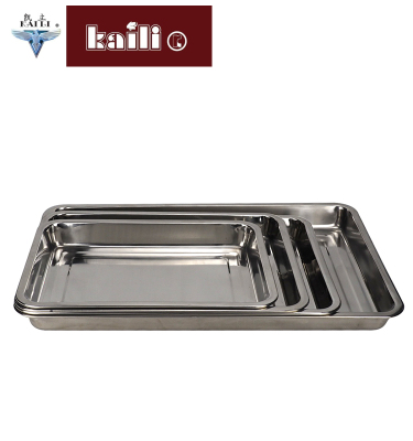 Stainless Steel Plate Tray Dish Barbecue Plate Rectangular Plate Deep Plates Iron Tray
