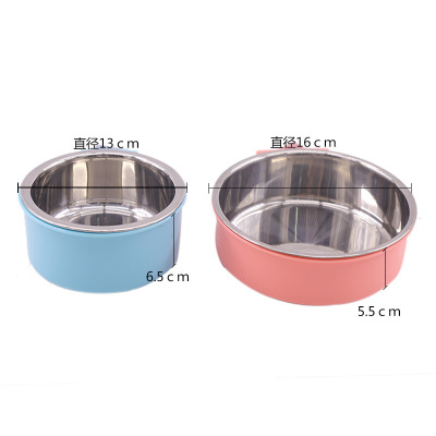 Pet Fixed Stainless Steel Hanging Bowl Dog Basin Cat Basin Automatic Drinking Water Feeding Double Bowl One Piece Dropshipping