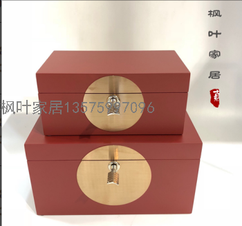 Metal Buckle Jewelry Box Storage Box Model House Sales Office Soft Decoration Red Box Antique Neo Chinese Style Ornaments