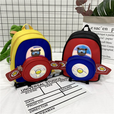 Kindergarten Backpack for Men and Women Baby 1-3-6-Cute Anti-Lost Backpack Aircraft Bear Children Backpack Male